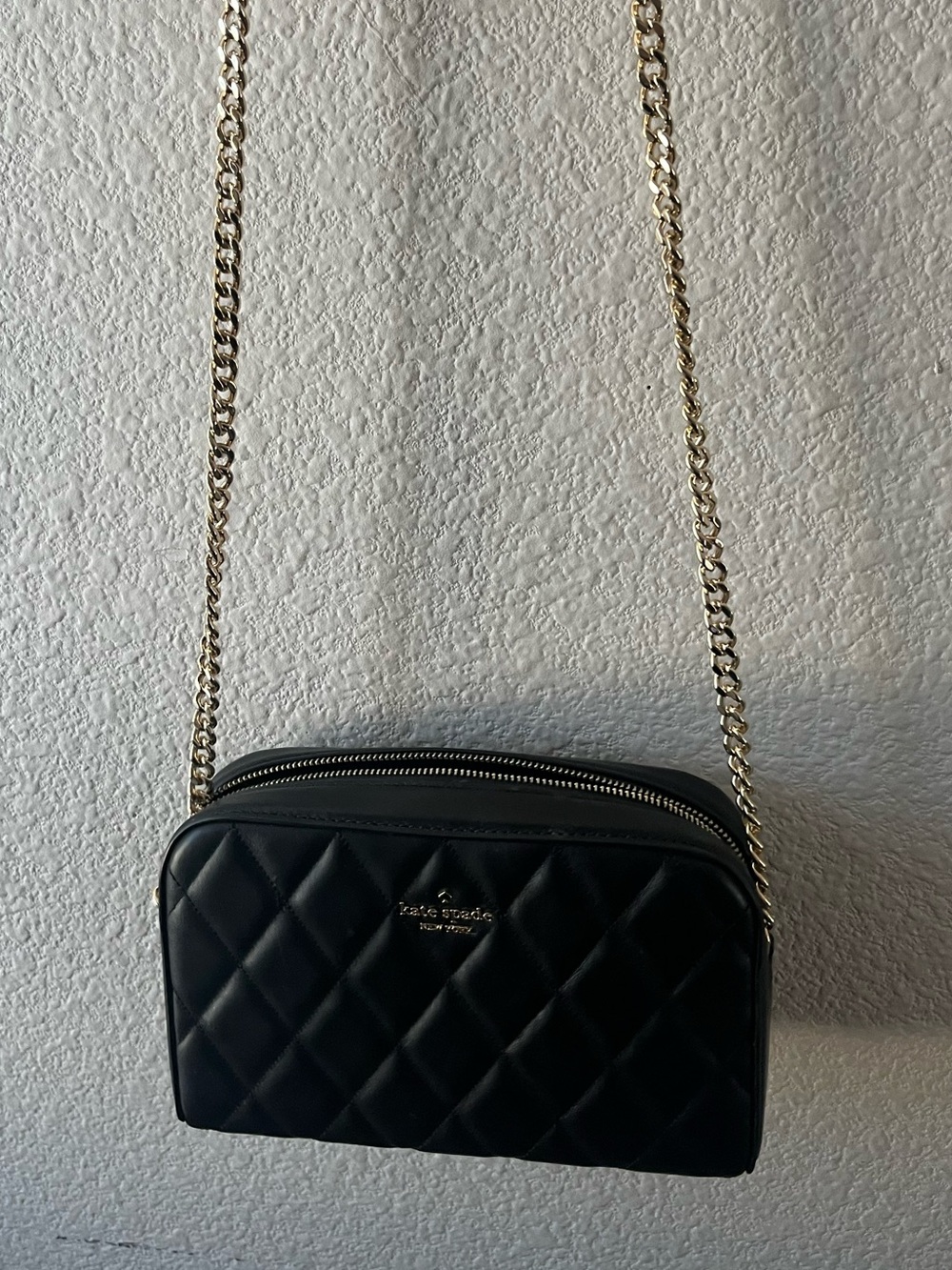 kate spade Quilted Black Crossbody with Gold Chain Strap